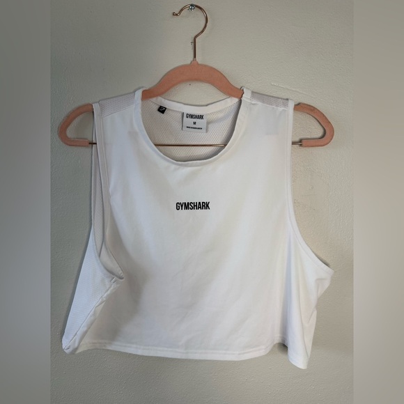 Gymshark Women's White‎ Crop muscle Top size medium - Picture 1 of 4
